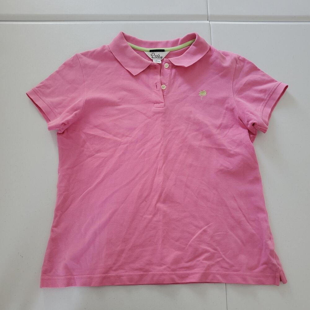 Y2K Lilly Pulitzer Polo Shirt Womens Medium Pink Fitted Preppy Mean Girls Resort